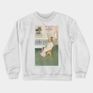 In Nightshirt - Lisbeth with a Yellow Tulip by Carl Larsson Crewneck Sweatshirt